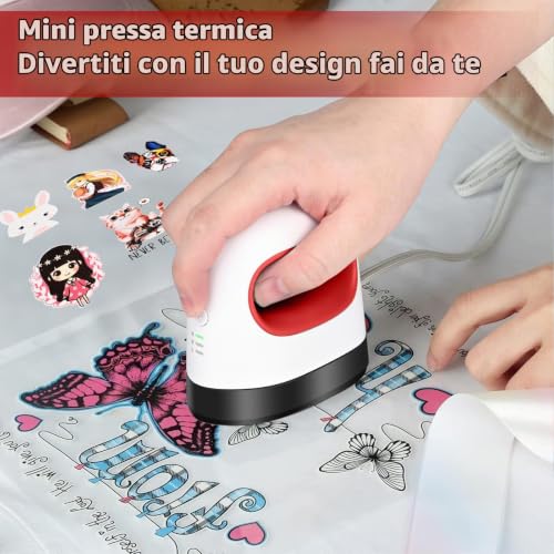 Apritsce Mini Heat Press, Portable Fabric Printer, T Shirt Heat Press for Crafts Clothes Hats