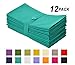 COTTON CRAFT Classic Cotton All Year Luncheon Dinner Napkins - Mitered Corners - Set of 12 - Pure Cotton - Use Every Day - Reusable Cloth Paperless Washable Oversized - 20 inch x 20 inch- Teal