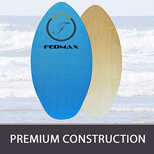 Wood Skimboard with IXPE Foam Traction, No Wax Needed Red, 30" (Up to