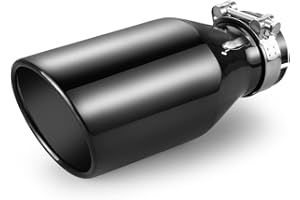 Autarboor 3 Inch Inlet Exhaust Tip,3" Inlet 5" Outlet 12" Overall Length,Chrome Black Exhaust Tip,Chrome-Plated Exhaust Tip,Stainless Steel,Angle Cut,Clamp On