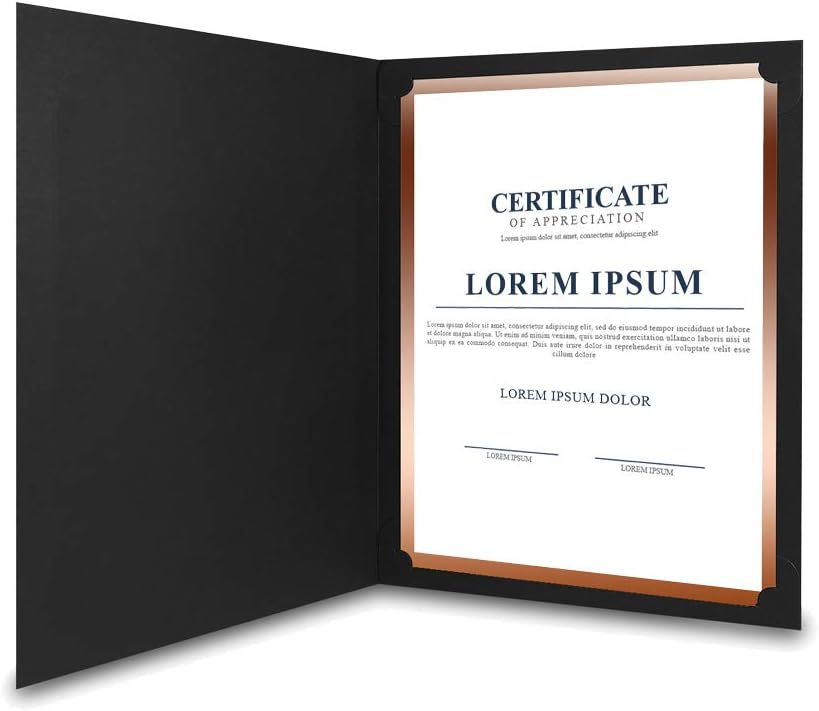 SUNEE Certificate Holders(Black, 30 Pack), Diploma Covers Gold Foil Border, for Letter Size 8.5x11 Certificates, Cardstock, Document Papers : Office Products