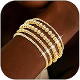 72ore Beaded Bracelets for Women Gold Bracelet Stack Multi Layered Dainty Stretchable Ball Beaded Bracelets Gold Jewelry Gifts