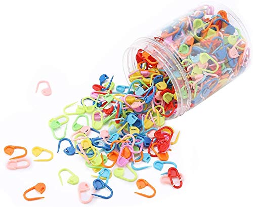 Locking Stitch Markers, 500Pcs Assorted Colors 21mm Plastic Safety Pins for Crochet Knitting Crafting DIY Projects Reusable Stitch Counters for Knitters and Crocheters