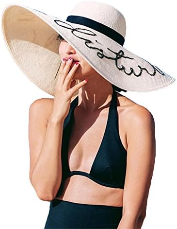Kimimore Women's Sun Hat UPF 50+ Beach Hat Foldable Outdoor Sun Straw Hats Wide Brim Caps