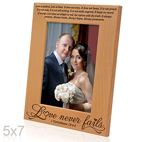 Kate Posh - Love Never Fails - 1 Corinthians 13:4-8 - Wood Picture Frame (5x7-Vertical)