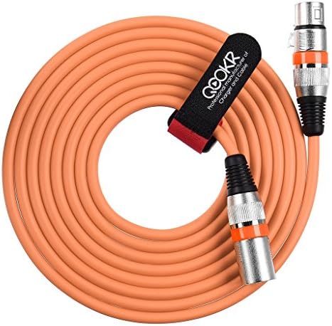 QOOKR 10ft Balanced 3-Pin Color XLR Male to Female Audio Cable, Professional Microphone, Speaker, DMX-Lights, Recording Cord (10 Feet,Orange)