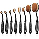 EmaxDesign Makeup Brushes 8 Pieces Oval Makeup Brush Set Professional Foundation Concealer Blending Blush Liquid Powder Cream Cosmetics Brushes, Toothbrush Curve Makeup Tools For Face and Eyes