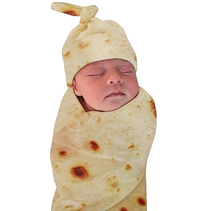 MDenker Mexikanische Burritos Babydecke + Huttasche Burrito Decke Babymehl Tortilla Swaddle Decke Schlafen Swaddle Wrap Hut S