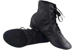 Cheapdancing Children’s Practice Dancing Shoes Soft Leather Flat Lace-up Jazz Boots (Little Kid/Big Kid)