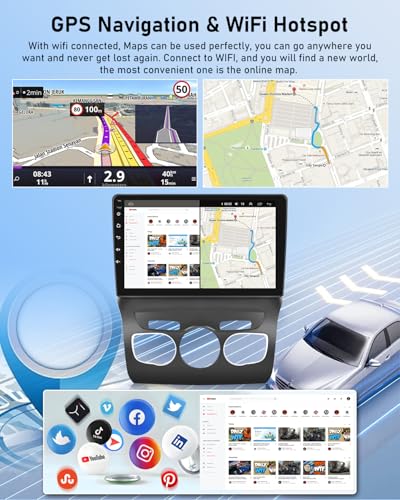 NHOPEEW 2G+64G Android Car Radio for Citroen C4/DS4 2012-2018 - Wireless Carplay & Android Auto - 10 Inch Android Stereo with WiFi EQ GPS Mirror Link FM RDS + AHD Camera & Mic