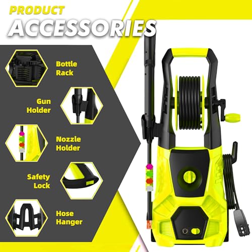 DECOKTOOL Pressure Washer 5000PSI 3.0GPM Power Washer with 4 Nozzles, Foam Cannon for Cleaning Cars, Driveways, Patios (Yellow)