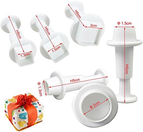 Amazing Series Star,Heart Cake Fondant Sugarcraft Cookies Decorating Plunger Cutter Moulds (8 pcs Circle& square plungers)