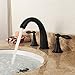 Ollypulse 8 Inch 3 Holes Deck Mount Widespread Double Handles Bathroom Faucet, Oil Rubbed Bronze Finish, Without Pop-Up Drain