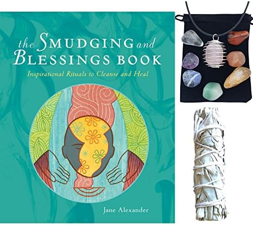 Zangrala The Smudging and Blessings Book with White Sage Smudge Stick and Chakra Healing Crystals