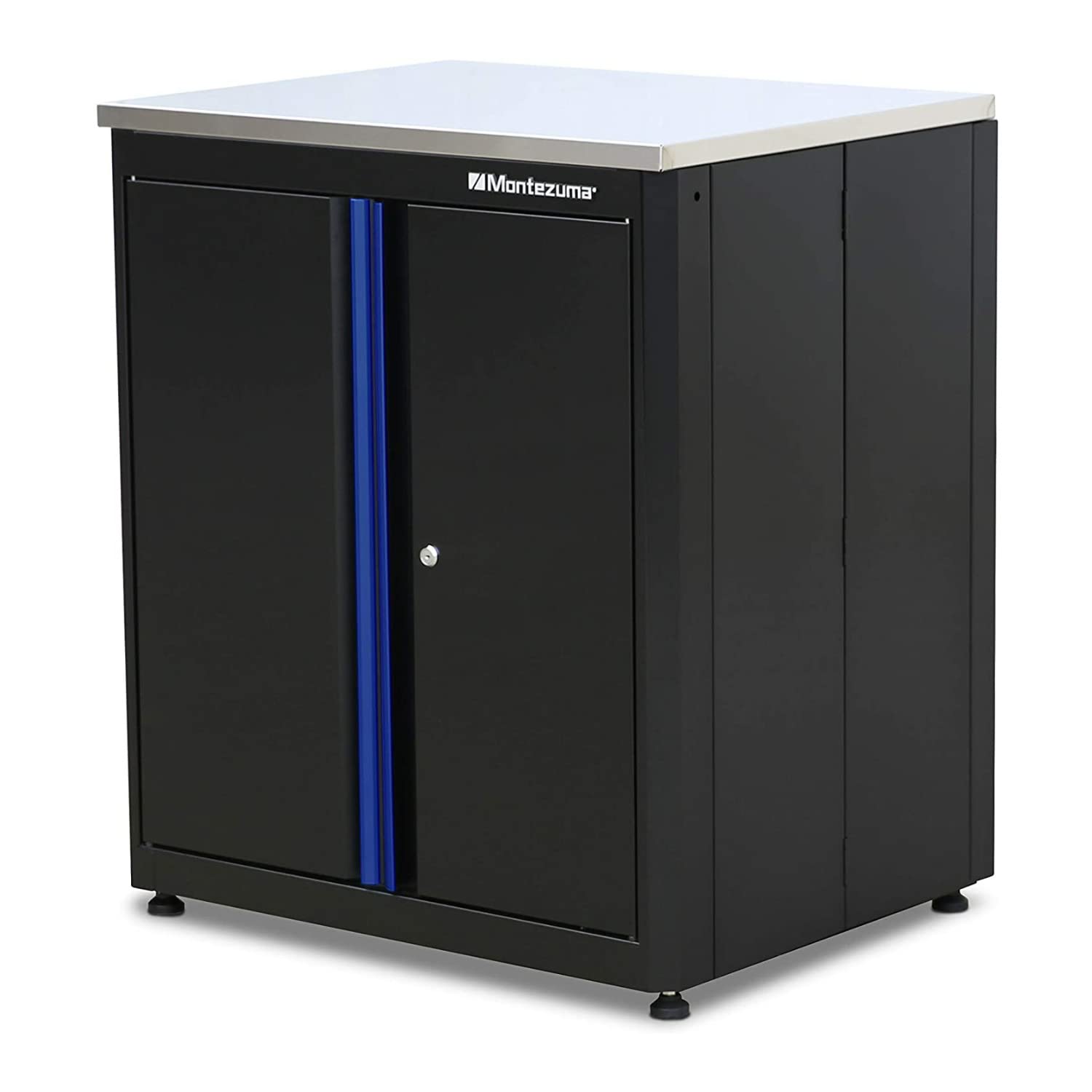 Photo 1 of Montezuma Garage Tool Storage System - 30.5 x 24" Locking 2 Door Workbench with Magnetic Latches & Stainless Steel Worktop - BKMG30242BC