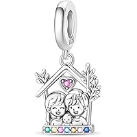 LONGLUCK 925 Sterling Silver Charms for Bracelets Necklaces Dangle Pendant With 5A Cubic Zirconias Bead Charm for Women DIY J