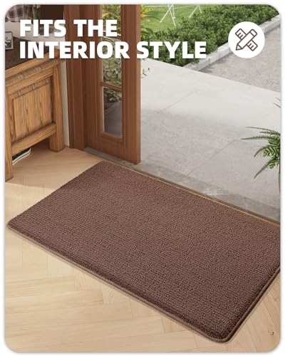 Color&Geometry Door Matts Indoor 80 x 120 cm, Indoor Door Mat Washable, Dirt Trapper Doormats Inside Non Slip, Absorbent Indoor Mats for Front Door, Barrier Mat (Dark Brown)