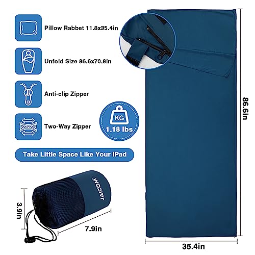 JAICOM Sleeping Bag Sheet, Meat Bag, Sleeping Bag, 220 x 90 cm, Ultralight Sleeping Bag, Suitable for Outdoor Travel, Hotels and Bedrooms | Sac de Couchage Adulte, il Convient aux Voyages en Plein air, aux hôtels et aux Chambres à Coucher, Compartiment Oreiller