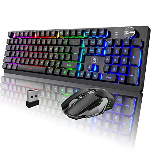 FELICON Wireless Gaming Keyboard and Mouse Set, RGB Backlit