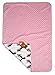 Dear Baby Gear - Reversible Baby Blankets - Soft Nursery Blanket for Newborn - Toddler Blankey - Throw Blanket for Boys & Girls - Infant Blankets - 40x30 (Girl Antler Flowers - Pink Dot)