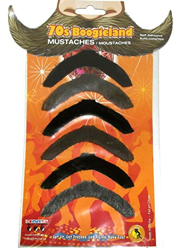 70's Boogieland Mustaches, 6-Piece Set