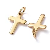 Airssory 10 Pcs Tiny Cross Charms 12.5x9mm Brass Gold Plated Metal Dainty Minimalist Miny Simple Pendants for Faith Necklace Earrings Bracelet Jewelry Making