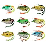 Goture 5.48cm 12.45g Snakeheads Topwater Frog Fishing Lure Soft Lures Crankbait Tackle Crank Bait Bass Soft Bait 9piece