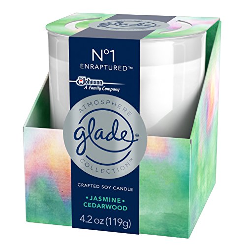 Glade Crafted Soy Candle, Air Freshener, Enraptured, Jasmine Cedarwood, 4.2 oz