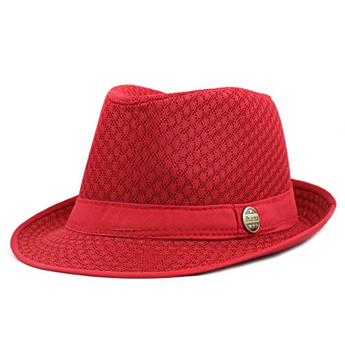 THE HAT DEPOT 200G1015 Classic Cool Soft Mesh Fedora hat (L/XL, Red)