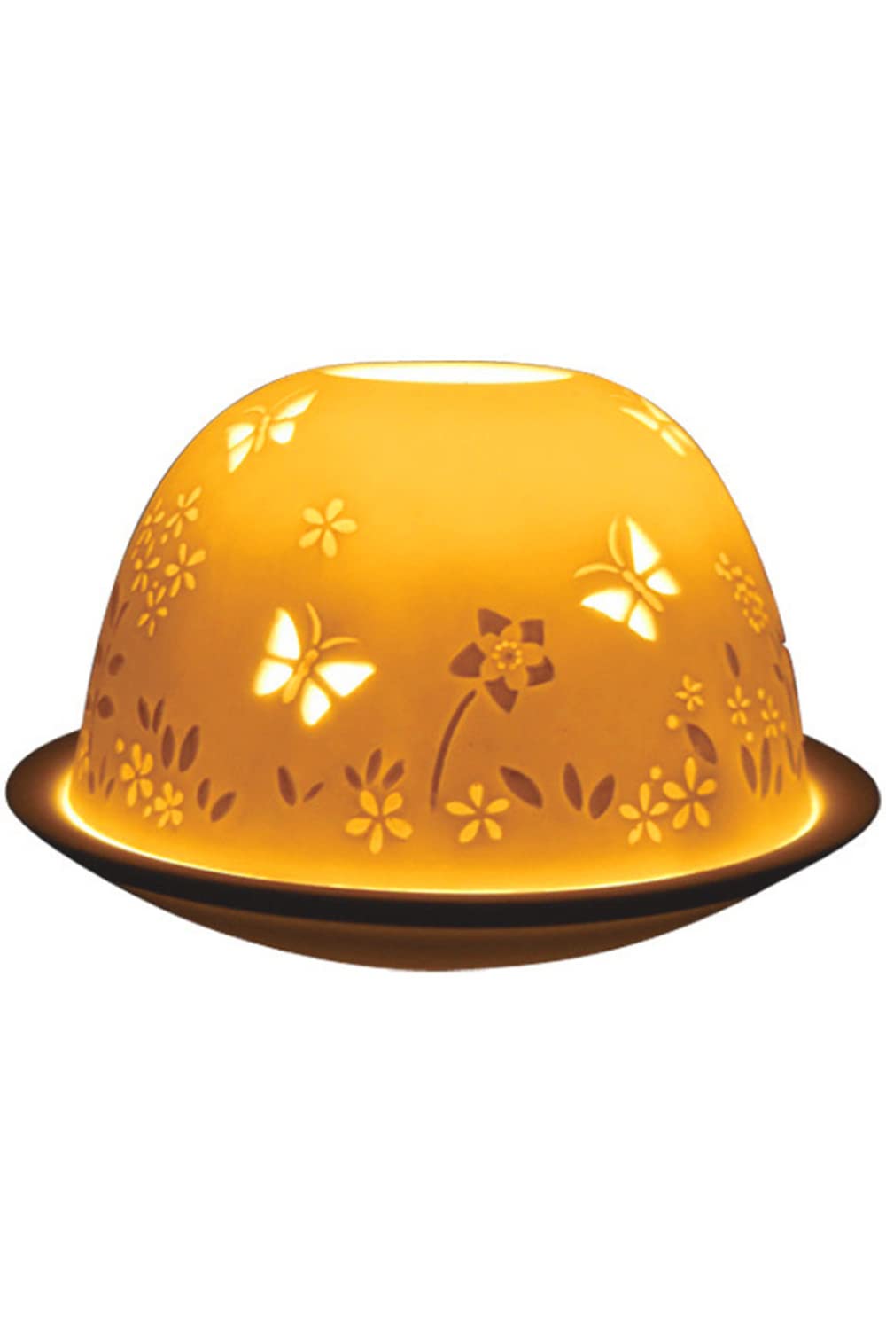 White Fine Porcelain Butterflies Lithophane Tea Light Holder