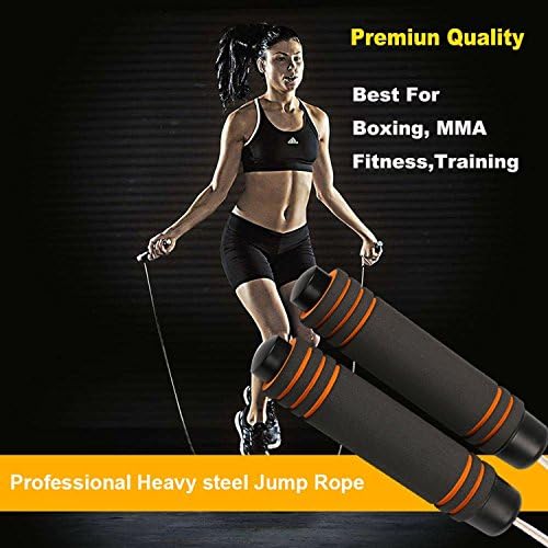 DEENOR Adjustable Jump Rope with Comfortable and Memory Foam Handles Weighted Cardio Jumping Rope Best for Boxing MMA Fitness Training Home Workouts Perfect for Men Women and Children