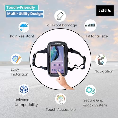 JETLIFE Moped Mobile Holder Vespa Scooter EV Bike, Moped Phone Holder Mount, Cell Phone Holder Mount, Fits All Smartphones Upto 7.2'' (Carbon Black)