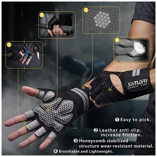 SIMARI Workout Gloves Men and Women Weight Lifting Gloves with Wrist Wraps Support for Gym Training, Full Palm… - Image 3