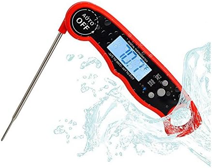 Super Fast Meat Thermometers, Gufee Instant Read Food Thermometers with Strong Magnet for Digital LCD, Foldable Long Probe for Food, Candy, Milk, BBQ Grill (Red)