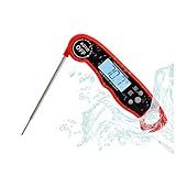 Digital Meat Thermometer, Gufee FDA Instant Read Food Thermometers With Digital LCD, Foldable Long Probe For Food Candy Milk BBQ Grill (Red)