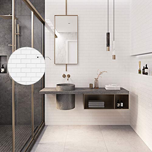 Diflart 3x6 Inch White Glass Subway Tiles Backsplash for Kitchen Bathroom Shower Pool Wall Pack of 40 - Thumbnail 4