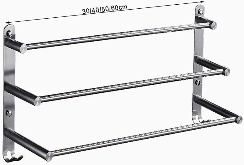 IUYJVR 3Tier Bath Towel Rack with Hooks, Towel Rail Wall Mounted