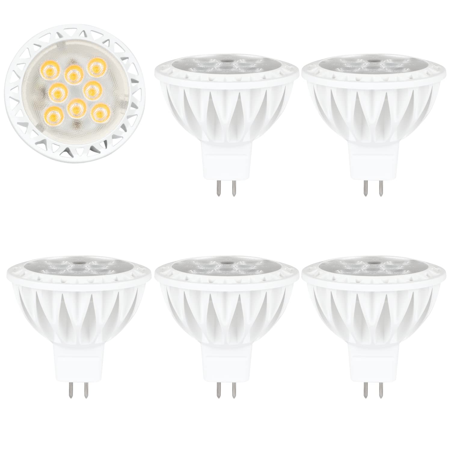 BAOMING MR16 LED Bulb GU5.3 50W Halogen Equivalent Warm White 2700K, 12V LED Spotlight Bulb 38 Degree 450 Lumens, 6-Pack