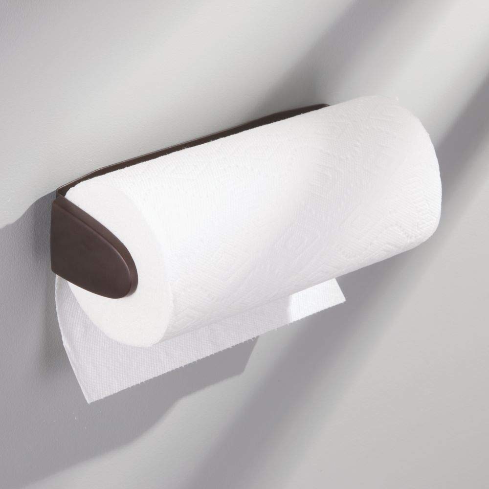 MDesign Metal Wall Mount Paper Towel Holder & Dispenser, Mounts To