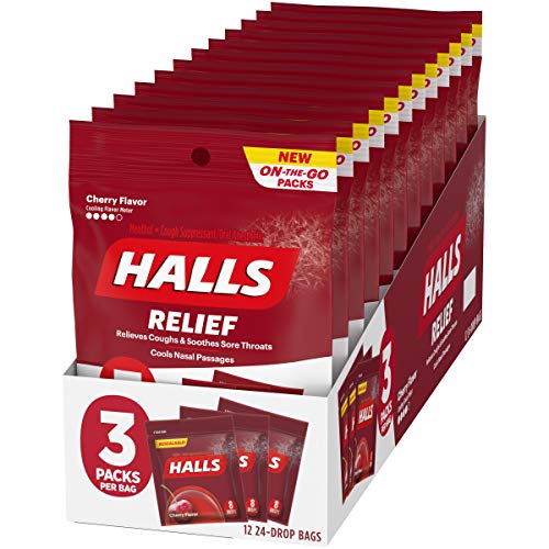 HALLS Relief Flavor Cough Drops, Bags 3 Onthego Packs Per Bag