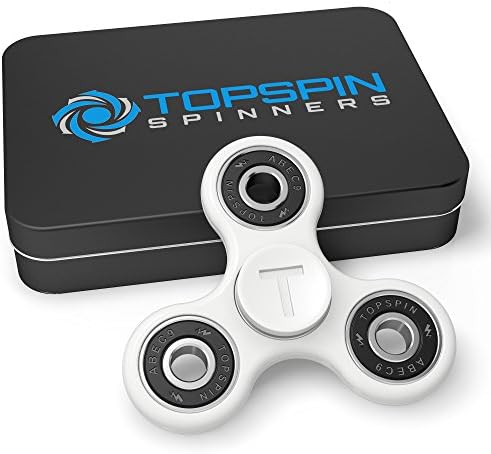 TOPSPIN EDC Fidget Tri Spinner - Durable Injection Mold | TOPSPIN ABEC-9 Lubricated Bearings w/ 2 min+ Spin Times | Custom Molded Caps | Relief for ADHD, ADD, Anxiety, Stress, Autism (White)