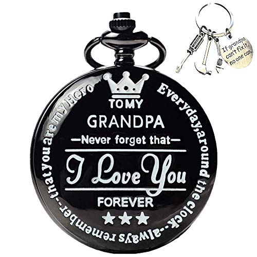 Udaney to My-Grandpa Pocket-Watch for Grandpa Best Gifts for Him Birthday Christmas Gifts, Engraved Pocket Watch with Box for Men