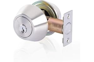 Double keyed Deadbolt Lock - Keyed on Both Sides, 2-Way Adjustable Cylinder Deadbolt 3 Keys Satin Nickel Stainless Steels Int