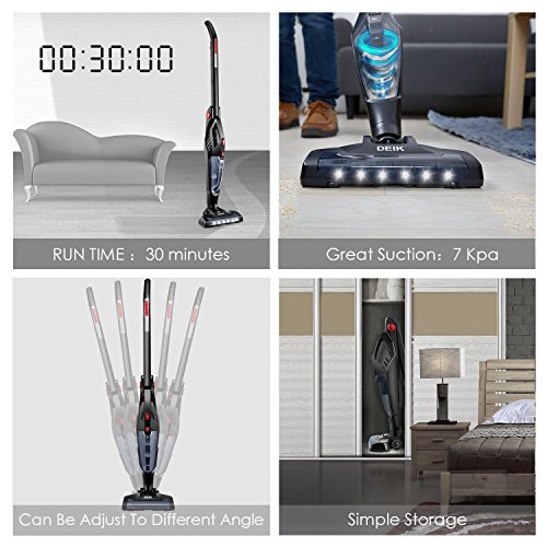 Vacuum Cleaner, Deik 2 in 1 Cordless Vacuum, (2nd Gen Upgraded Motor