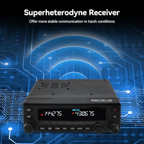 Retevis MA1 Amateur Radio Station, 50W Amateur Radio with Detachable Control Panel, Multi-Band Repeater, 2m/70cm/FM/AM, 800 Channels, Mobile Transceiver for Trucks, Amateur Events (1 Piece)