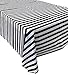 Pack of 4 Plastic Stripe Print Tablecloths - 4 Pack - Picnic Table Covers,Birthday,Weddings,Office,Parties for Any Occassion (4, Black and White)