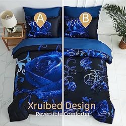 Blue Comforter Set Queen 7 Piece Bed in a Bag Blue