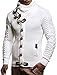 Leif Nelson Men's Knitted Turtleneck Jacket - Winter Cardigan Sweaters for Men White