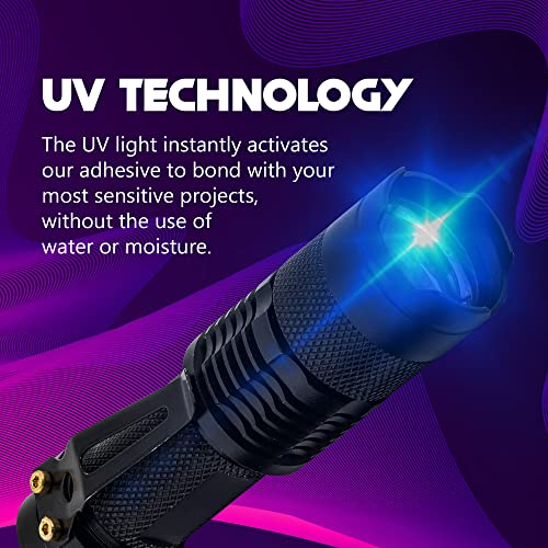 SureHold Helios Light Cure Adhesive Super Glue, UV Glue Kit with Light, Bonding Glue Plastic