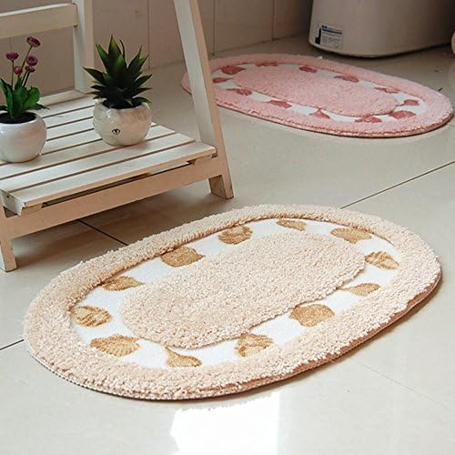 DreamInn Oval Non-slip Doormat Absorbent Doormat Floor Mat Bath Mat Bathroom Shower Rug Bedroom Living Room Carpet(champagne)